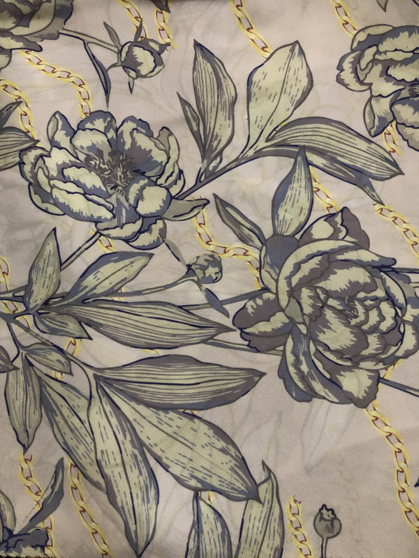 Lavender Rose Print On Royal Georgette RGPB43