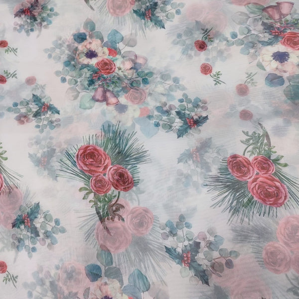 Rose Floral Print On Organza ORPA68