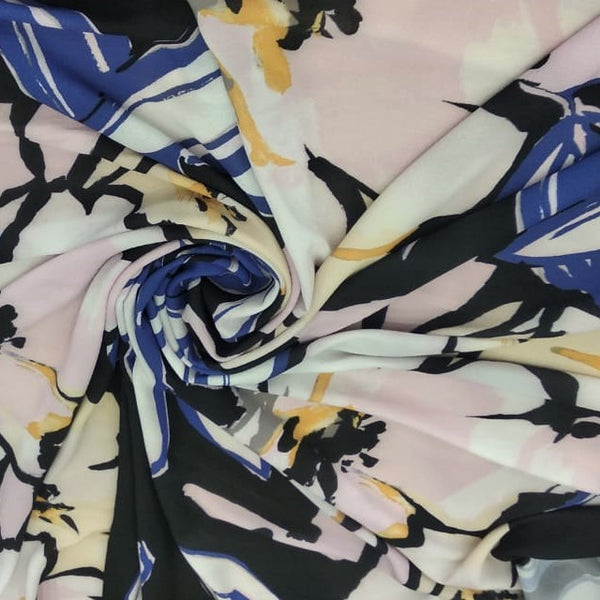 Bloomingdales (Pink And Aqua) Print On Snake Crepe SCPS4