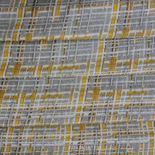 Yellow Check Print On Royal Georgette RGPB112