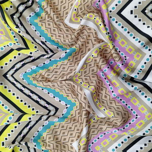Zig Zak Artwork Print On Korean Satin KSPL13