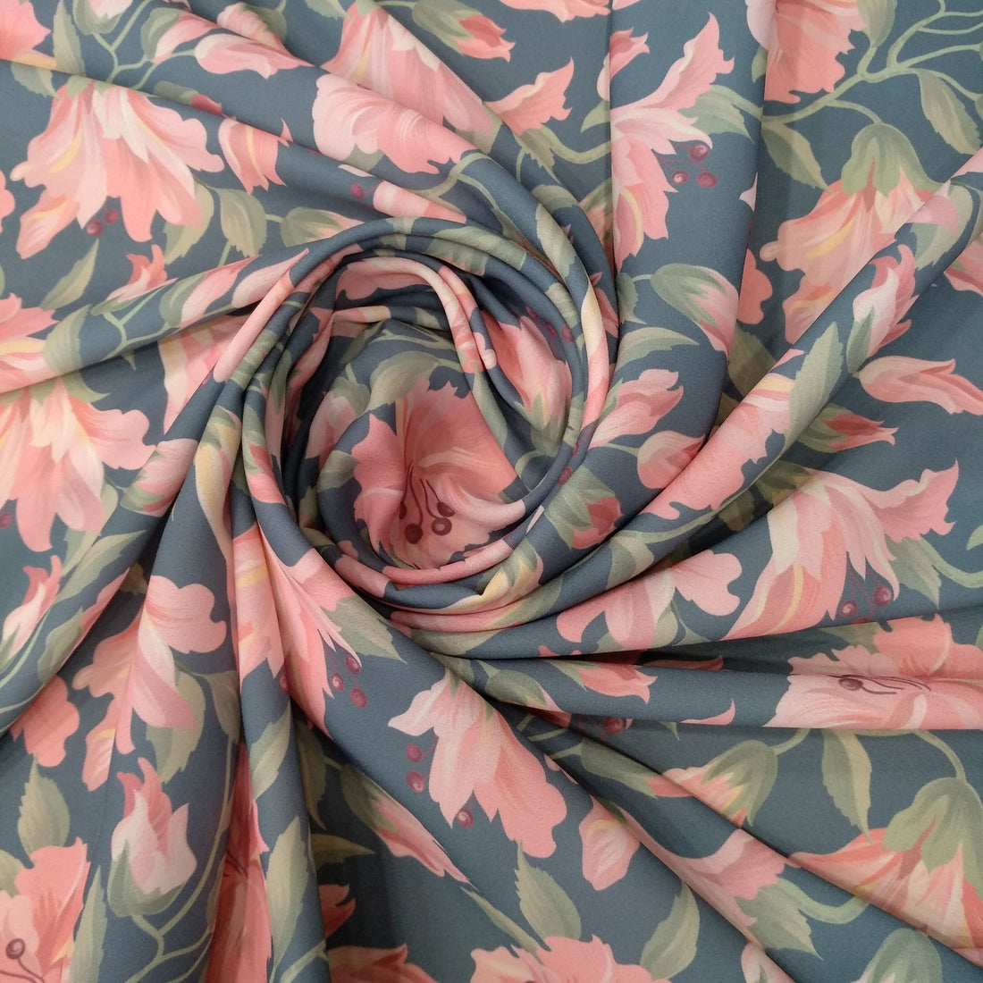 Lily Flower Print On Royal Georgette RGPA18