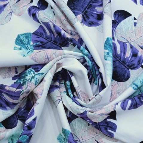 Tropical Vibes (Dark Purple) Print On Banana Crepe BCPS25