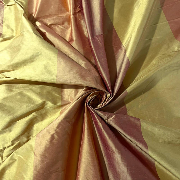 Dupion Silk -Golden & Brown & Pink-Stripes