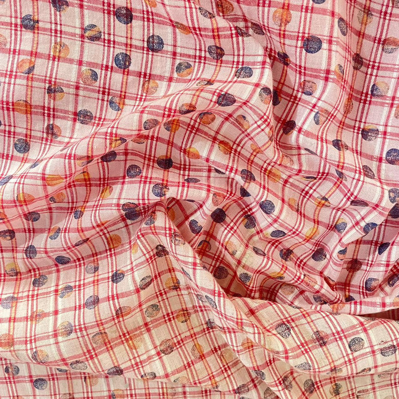 Cotton Polka Dot and Check Print Fabric OSCP410