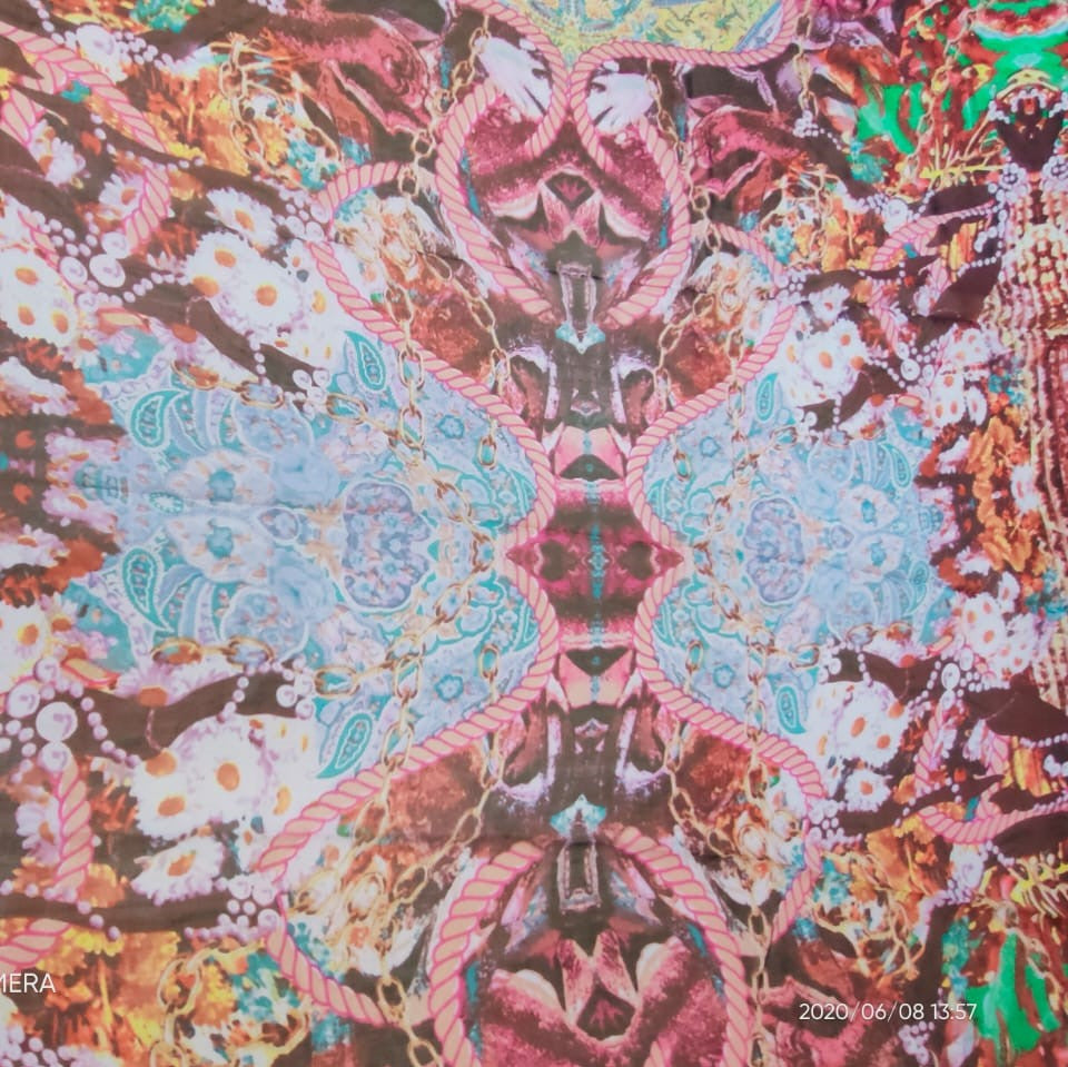 Bohemian Floral Print On Silk Chiffon-SCPS233