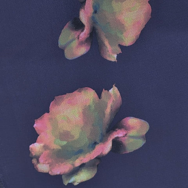 Fierce Flower (Blue) Print On Snake Crepe SCPS8
