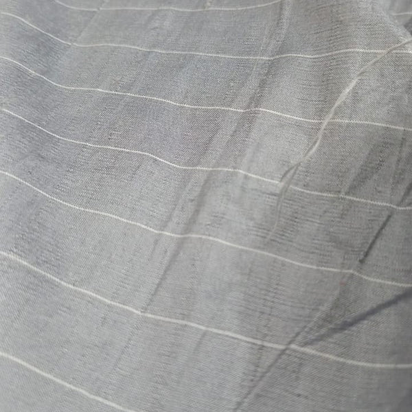 Grey Dupion Silk White Pin Stripe Fabric