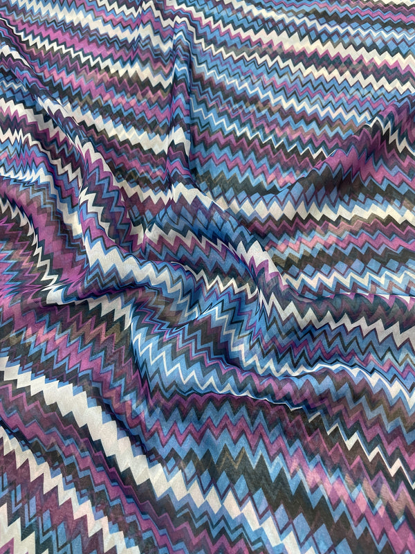Zik Zag Print On Flat Chiffon FCPS112