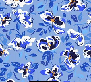 Blue & White Flower Print On Royal Georgette-RGPA23