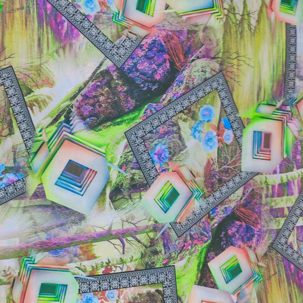 Little Flowers Print On Korean Satin-KSPS69