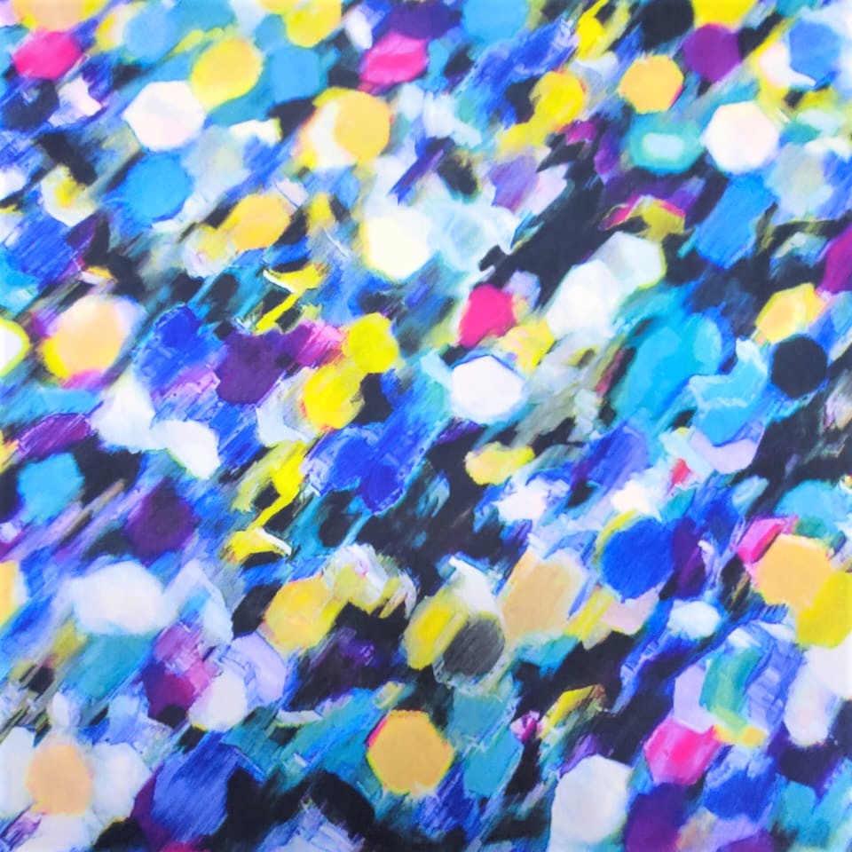 Blue Brush Art Print On Korean Satin-KSPS23