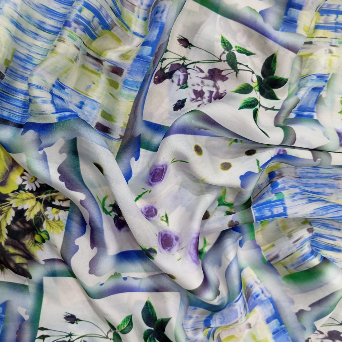 Window Flower Print On Habutai Satin HSPS23
