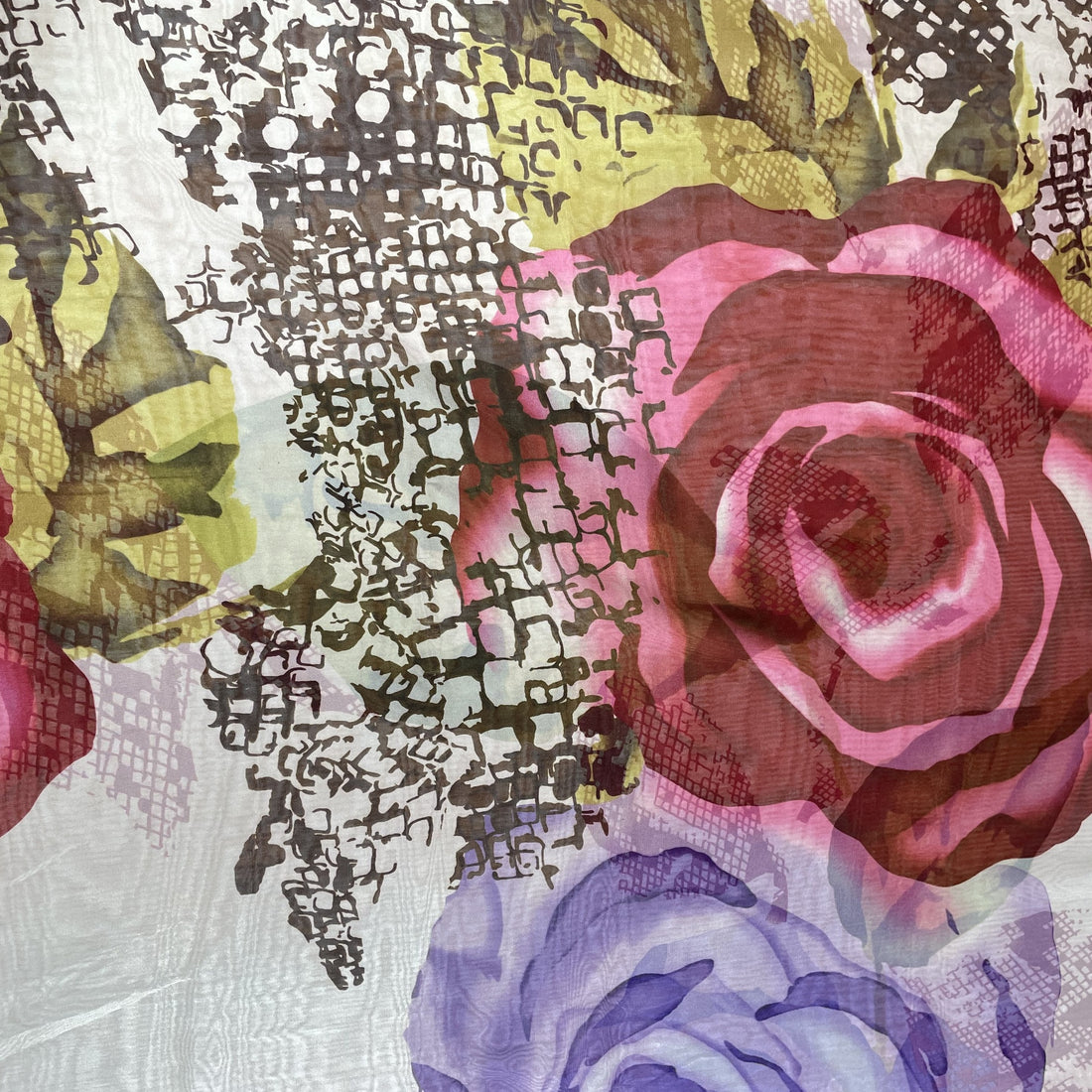 Couple Rose Print On Flat Chiffon FCPS103