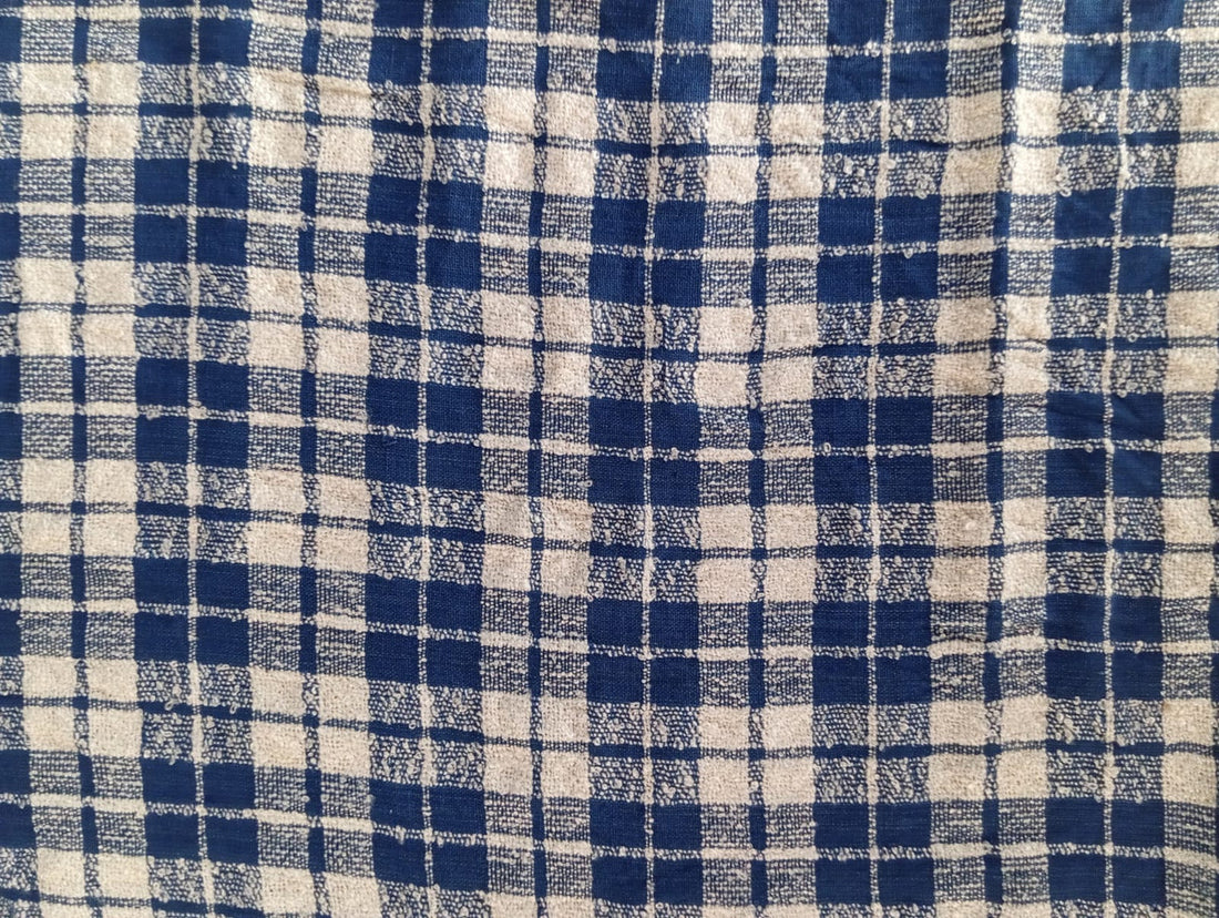 Blue & White Check Tweed Fabric OSCP03