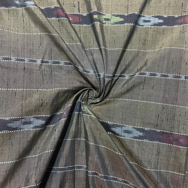 Raw Silk Dupion Ekat Print-Stripes (Handloom)