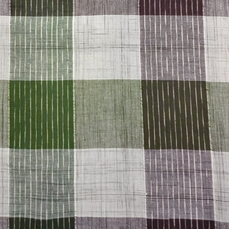 Cotton Wine & Green Check Y/D Fabric CCYD34