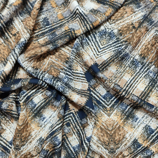 Brown Abstract Art Print On Royal Georgette RGPB118