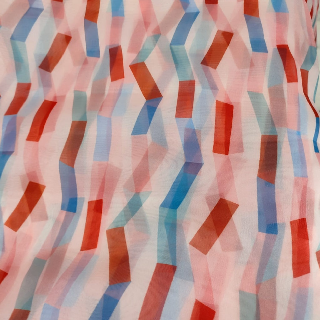 Irregular Zig Zak Print On Organza-ORPA30