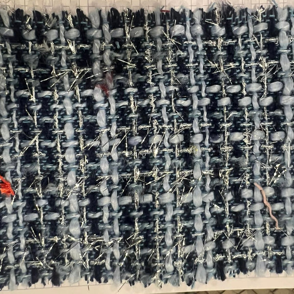 Blue Black Boucle Tweed