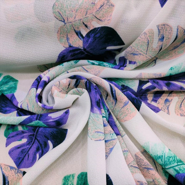 Tropical Vibes (Dark Purple) Print On Snake Crepe SCPS18