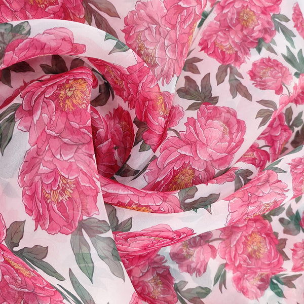 Rose Marigold Flower Print On Organza-ORPA27