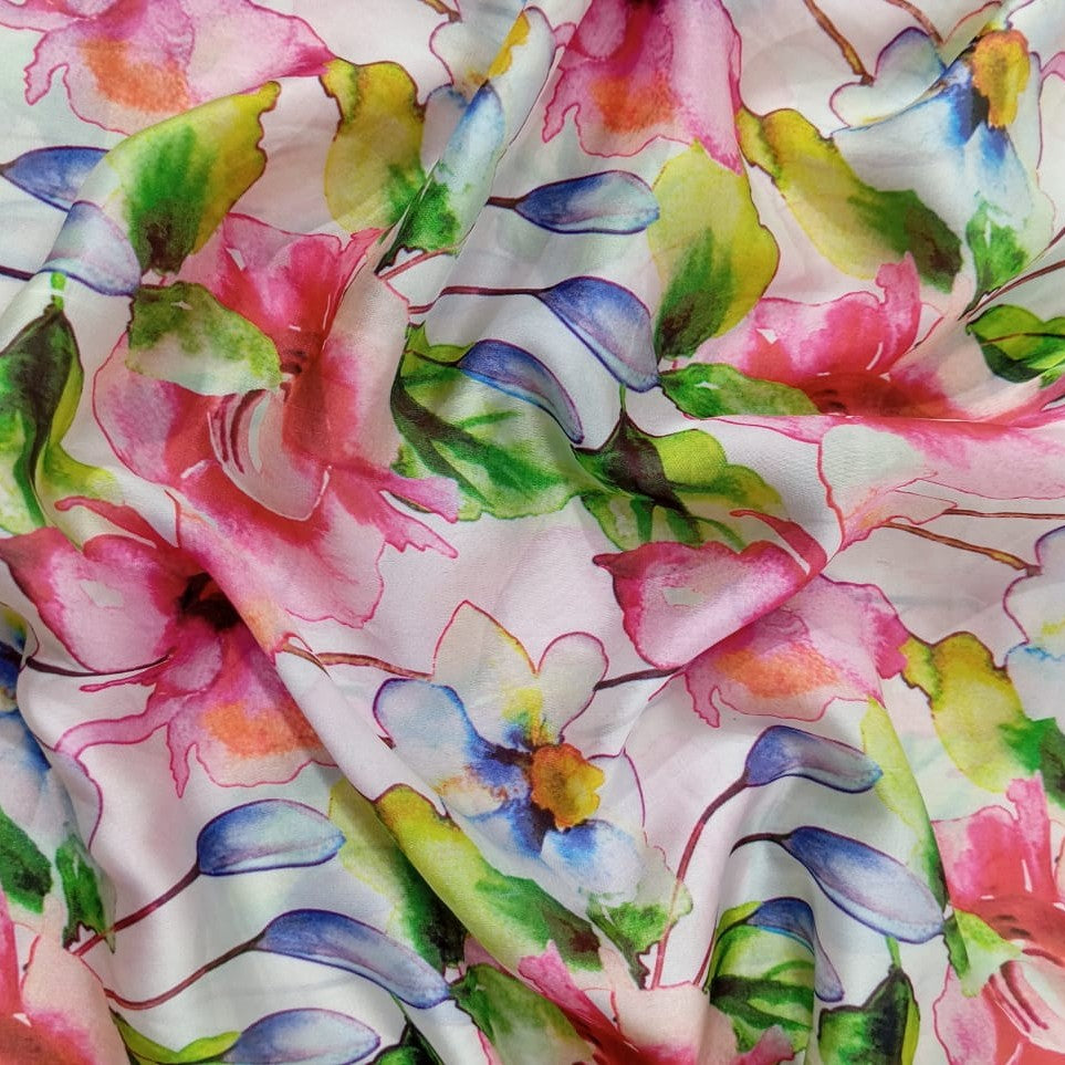 Lilly Print On Korean Satin KSPS68