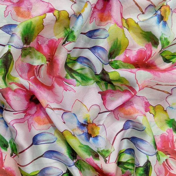 Lilly Print On Korean Satin KSPS68