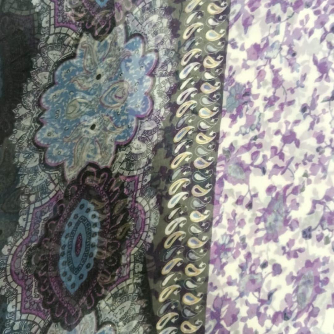 Kashmiri Art Print On Silk Chiffon-SCPS155