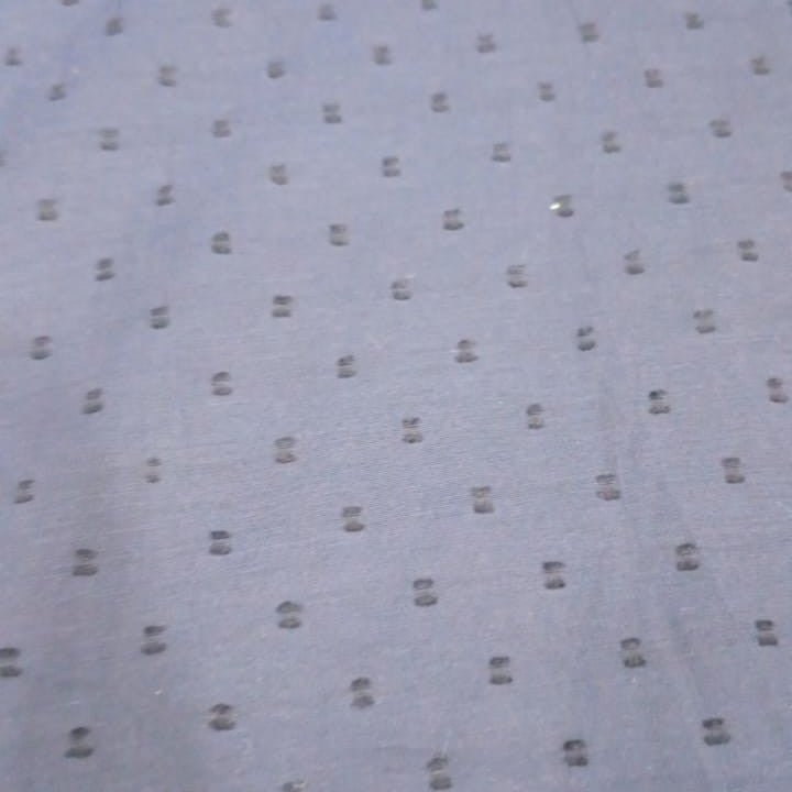 Blue Cotton Silk Swiss Dotted Fabric