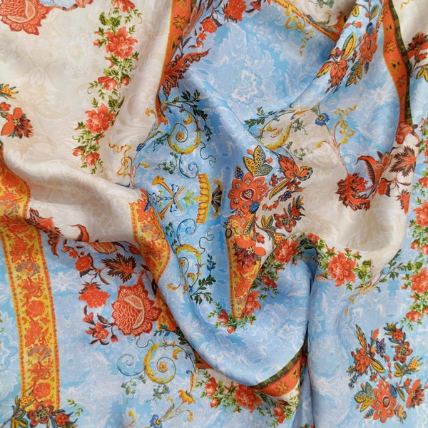 Wall Floral Print On Korean Satin KSPB06