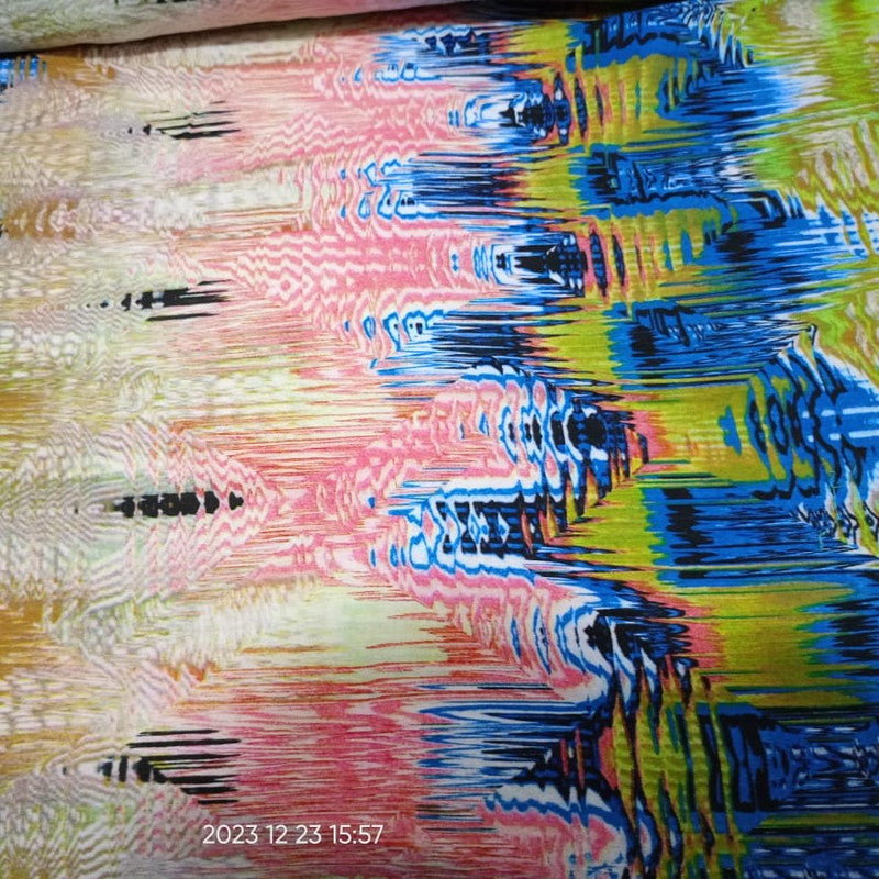 Multi Colour Glass Print On French Rayon-FRPS12