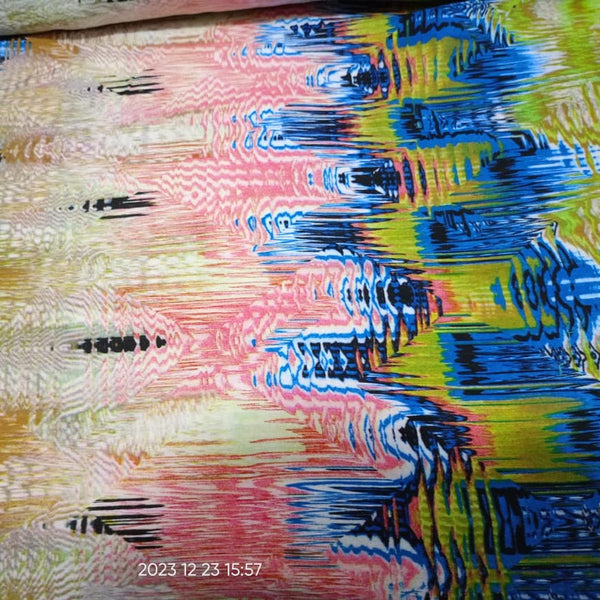 Multi Colour Glass Print On French Rayon-FRPS12