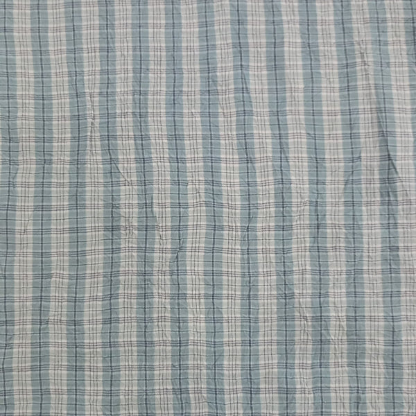 Cotton  Aqua  Seersucker Check Y/D Fabric SYDS04