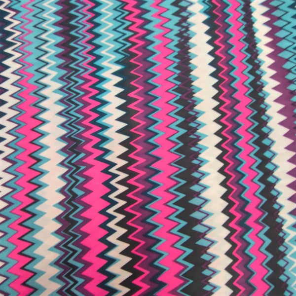 Zik Zak Print On Korean Satin-KSPS120