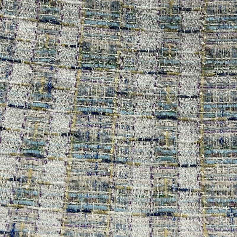 Denim Blue & White & Lurex Boucle Tweed