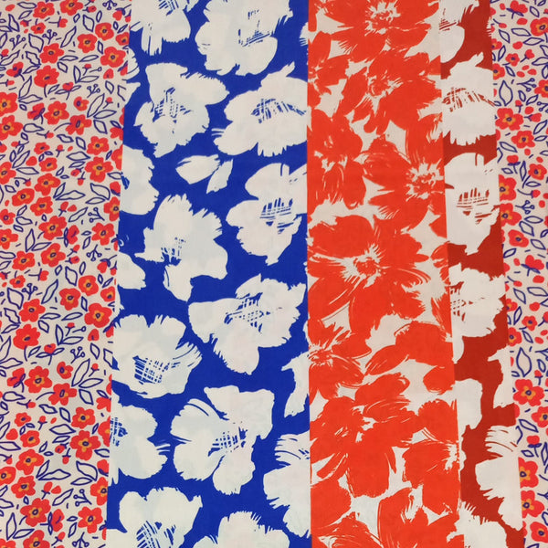 Red Floral Print Korean Satin KSPL43