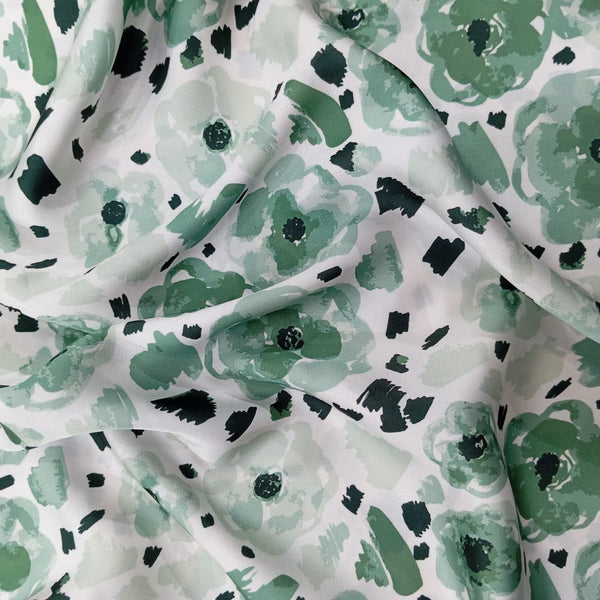 Vintage Floral Print On Korean Satin KSPB49