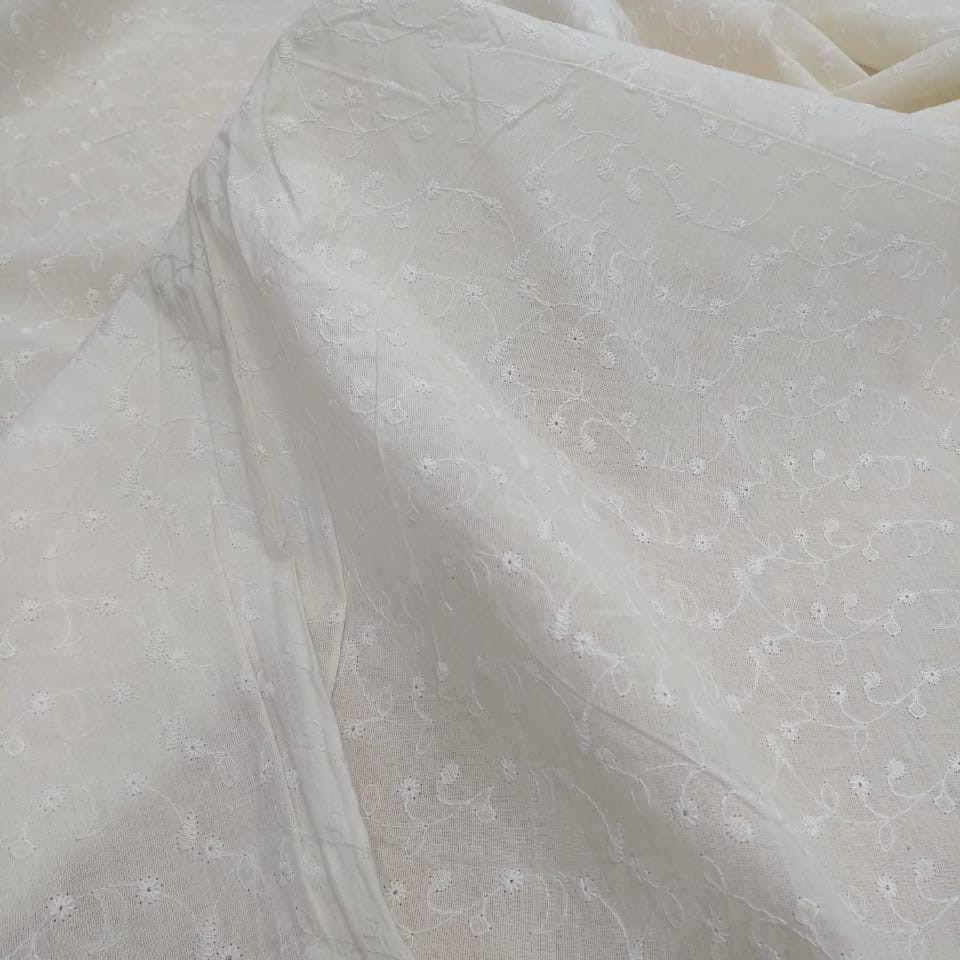White Cotton Schiffli Embroidery#15