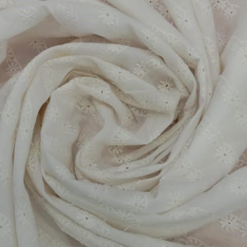 White Cotton Schiffli Embroidery#43