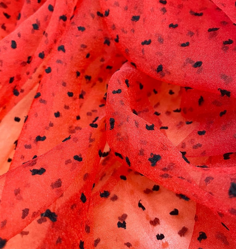 Madonna Organza Dyed Fabric (Two tone)(Black on Red 21)