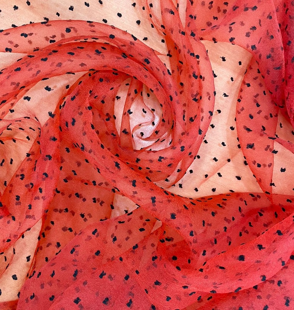 Madonna Organza Dyed Fabric (Two tone)(Black on Red 21)