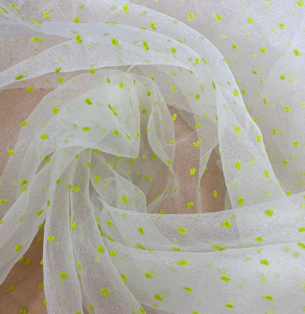 Madonna Organza Dyed Fabric (Two Tone)(Neon on White 11)