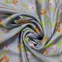 Grey Base Floral Print On  Chiffon Satin S23-CSP1