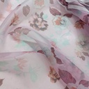 Pink Floral Garden Print On Organza S23-OPS1