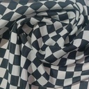 White & Black Check Print On Sandwash Crepe