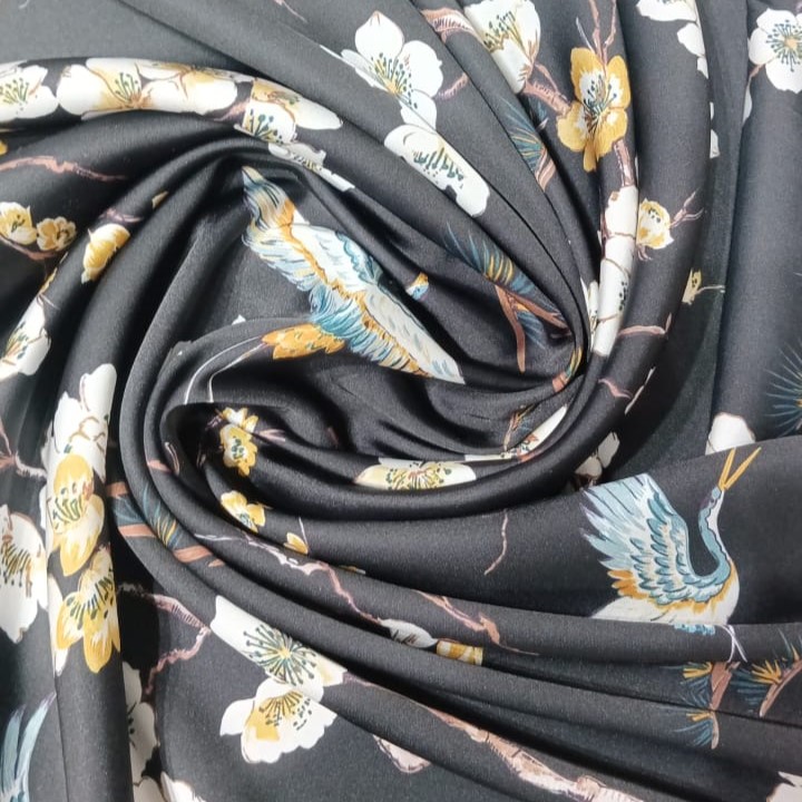 Ocean Base Floral  Korean Satin S23-KSP14