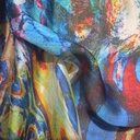 Abstract Multicolor Print On Habutai Satin