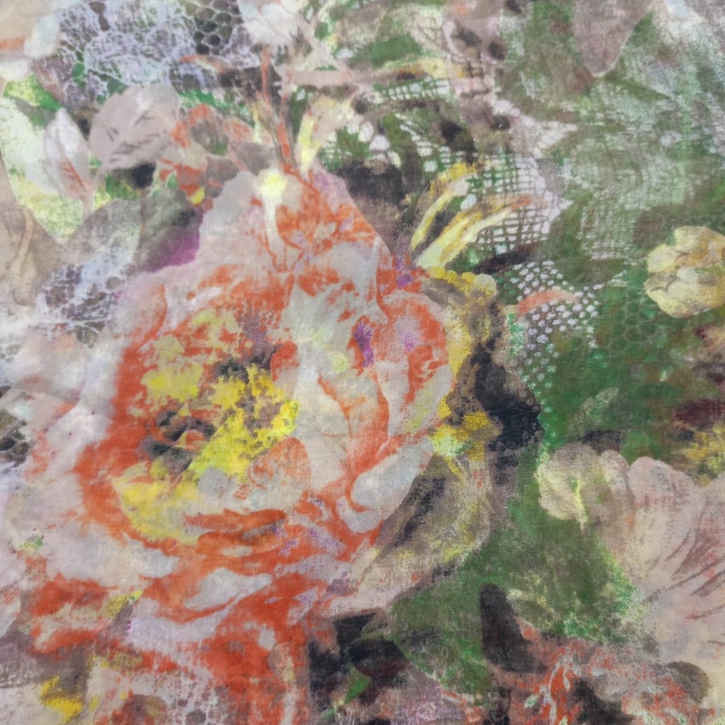Abstract Art Print On Silk Chiffon S23-SCP258
