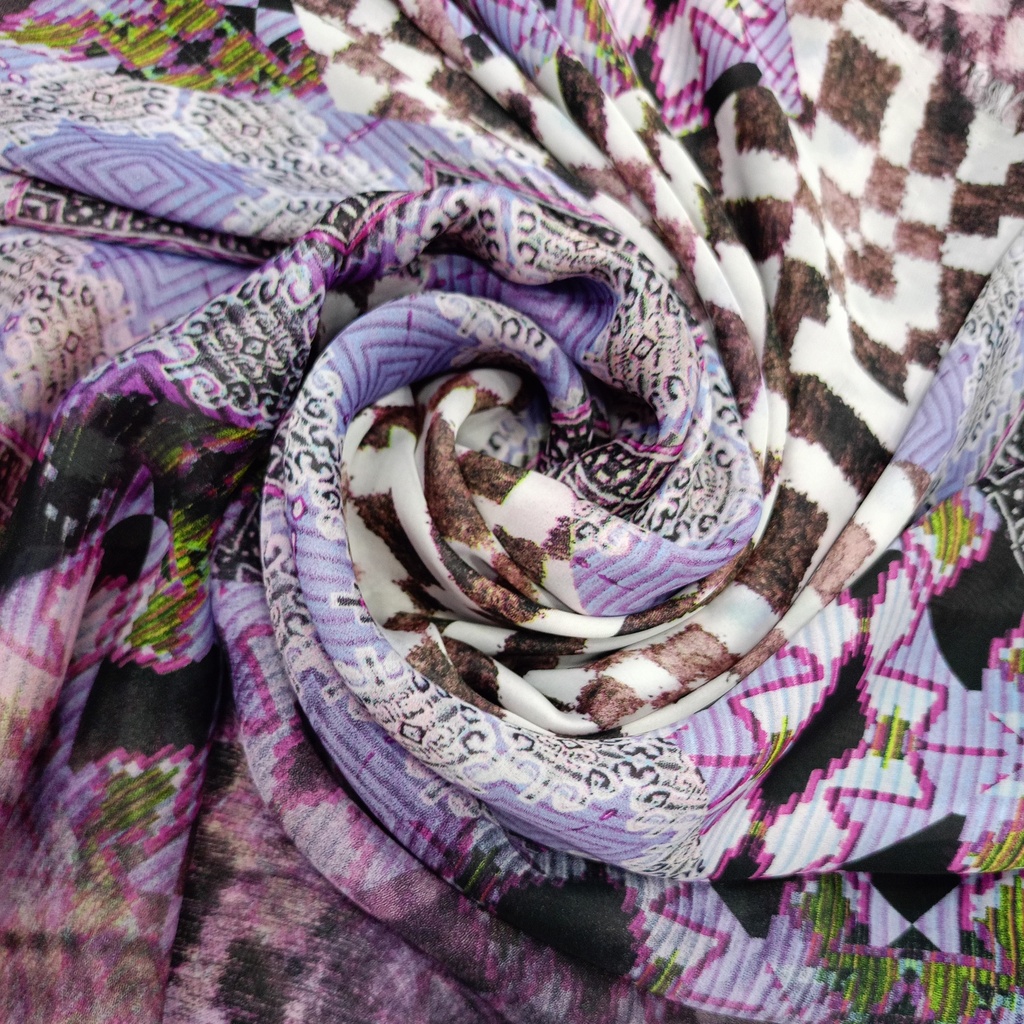 Voilet Texture Shade Print On Habutai Satin S24-HSPS68